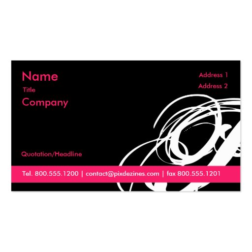 Black and Pink Swoosh... profile cards Business Card Templates (front side)