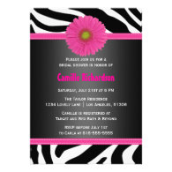 Black and Pink, Zebra Bridal Shower Invitation