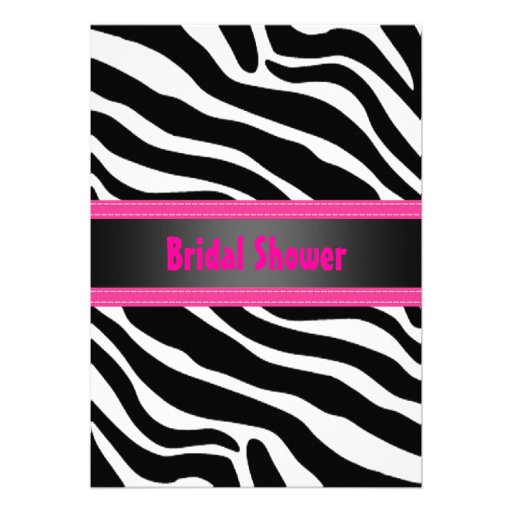 Black and Pink, Zebra Bridal Shower Invitation