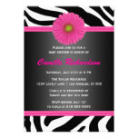 Black and Pink, Zebra, Girl Baby Shower Invitation