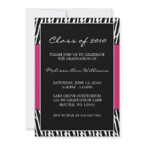 Black and Pink Zebra Graduation Announcement