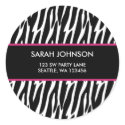 Black and Pink Zebra Pattern Custom Address Label sticker