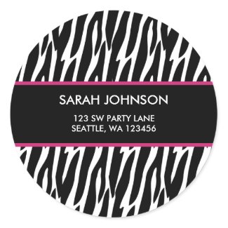 Black and Pink Zebra Pattern Custom Address Label sticker