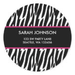 Black and Pink Zebra Pattern Custom Address Label Sticker
