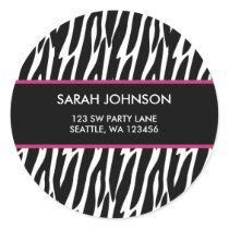 Black and Pink Zebra Pattern Custom Address Label Sticker