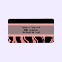 Black and Pink Zebra Pattern labels