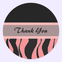Black and Pink Zebra Print Thank You stickers