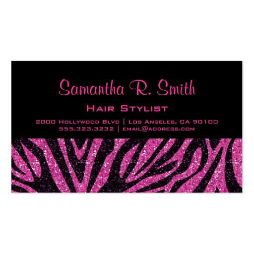 Black and Pink Zebra Professional Business Card (front side)