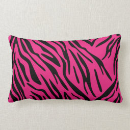 Black and Pink Zebra Stripes Throw Pillow