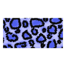 Black and Purple-Blue Leopard Print Pattern. Picture Card