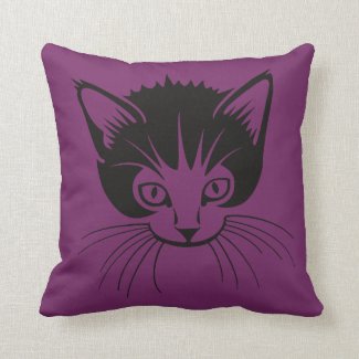 Black and purple cat pillow