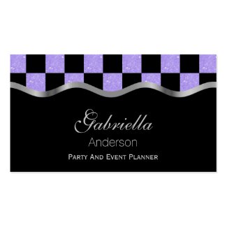 Black And Purple Checkered Business Cards