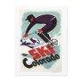Black and Purple Clothed Skier Post Cards