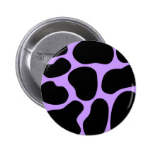 Black and Purple Cow Print Pattern. Pinback Buttons