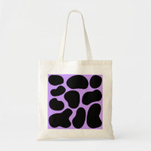 Black and Purple Cow Print Pattern. Canvas Bag