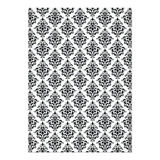 Black and Purple Damask Bridal Shower Invitation