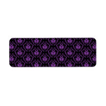 Black and Purple Damask Pattern. Gothic. Custom Return Address Label