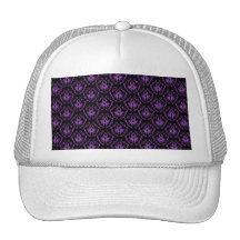 Black and Purple Damask Pattern. Gothic. Mesh Hat