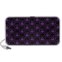 Black and Purple Damask Pattern. Gothic. iPod Speakers