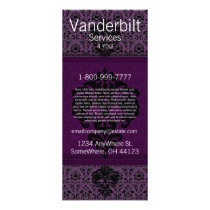 Black and Purple Damask  Rack Card rack cards