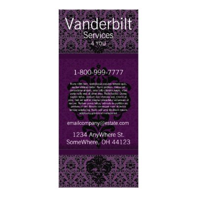 Black and Purple Damask  Rack Card by samack