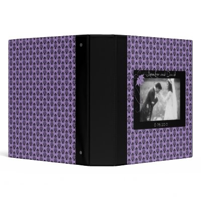 Black and Purple Damask Wedding Album Binder by dmboyce