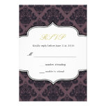 Black and Purple Damask Wedding Response Card invitations