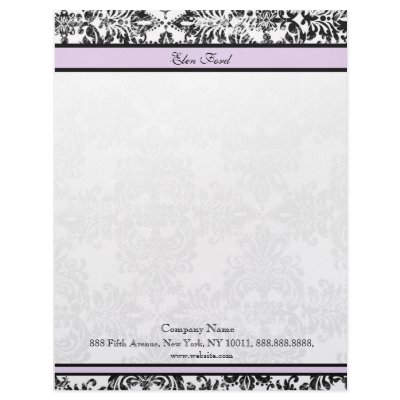 Black and Purple Elegant Damask Letterhead by AutografDesign