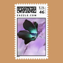 Black and Purple Floral Watercolor postage