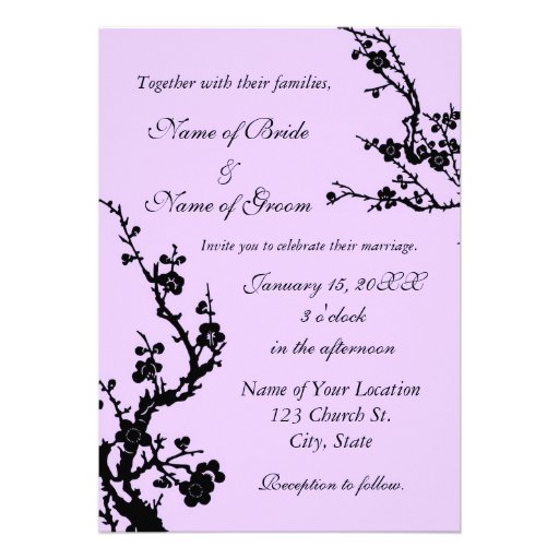 Black and Purple Floral Wedding Invitation Cards