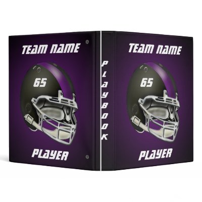 Black and Purple Football Helmet Playbook Binders by tjssportsmania