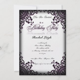 Black and Purple Gothic Scroll Birthday Invitation zazzle_invitation