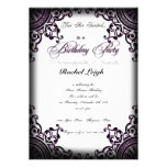 Black and Purple Gothic Scroll Birthday Invitation