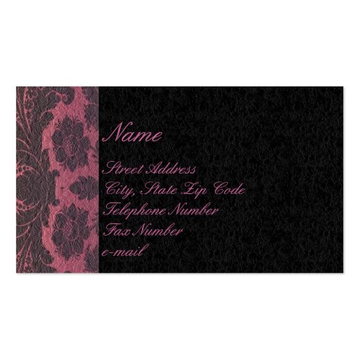 Black and Purple Lacey Floral Business Cards (front side)