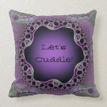 Black and Purple Let's Cuddle Quote Throw Pillows pillows