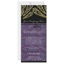 Black and Purple Paisley Swirled Rack Card rack cards