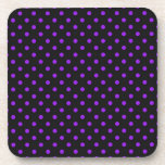 Black and Purple Polka Dot Beverage Coaster