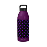 Black and Purple Polka Dot Reusable Water Bottles