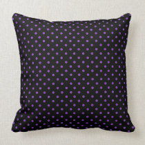 Black and Purple Polka Dots Decorative Pillow