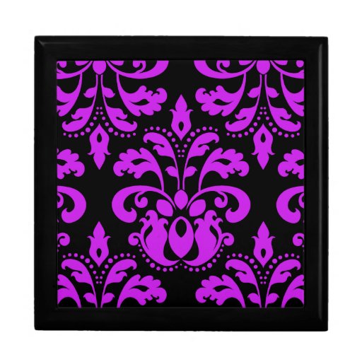 Black and purple pretty gothic damask jewelry box Zazzle