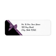Black and Purple Satin Ribbon Return Address Labels