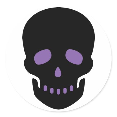 Black and Purple Skull Round Stickers by emonation