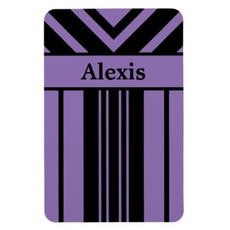 Black and Purple Stripes Chevrons with Your Name Rectangular Photo Magnet