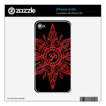 Black and Red Aum Star Decals For The iPhone 4S