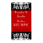 Black and Red Baroque Wedding Mini Wine Labels