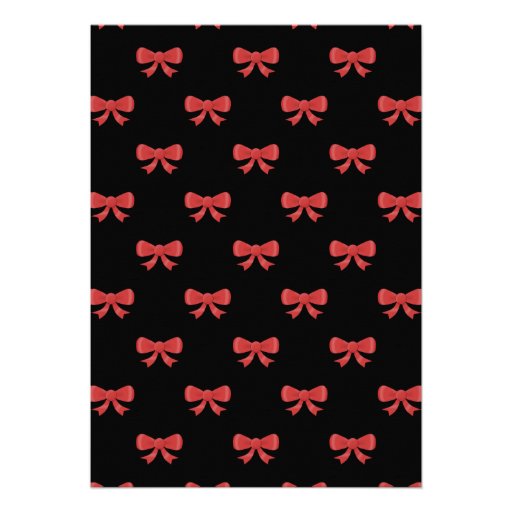 Black and Red Bows Pattern Print Quinceanera Custom Invite