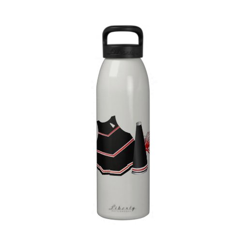 Black and Red Cheerleader outfit Reusable Water Bottles
