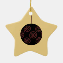 Black and Red Christmas Bauble on Gold Color Christmas Ornament