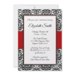 Black and Red Damask Bridal Shower Custom Announcement