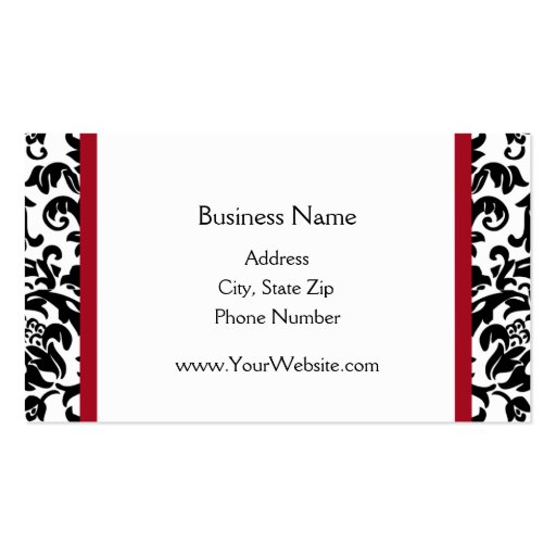 Black and Red Damask business cards (back side)
